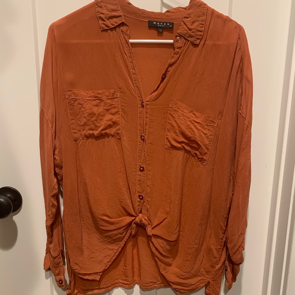 Maven West Cargo Pocket Tie Front Top